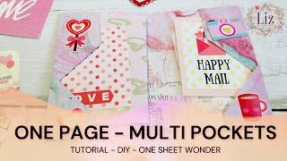 MULTI POCKETS ONE PAGE WONDER - Booklet TUTORIAL #diycrafts #snailmail #lizthepaperproject