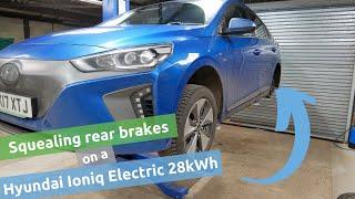 Looking at the rear brakes on a Hyundai Ioniq Electric 28kWh