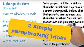 2 simple paraphrasing tricks - how to paraphrase ielts writing task 2