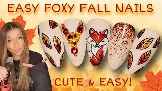  EASY Fox Nail Art Design | Autumn Fall | Leaf Bling Glitter | Ombre Glitter Bling Nails | Autumnal