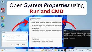 How to open System Properties using Run and CMD