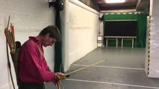 Simon Stanley shooting 150lb yew warbow at The Longbow Shop