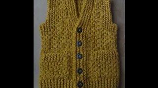 Жилет с карманами  Часть 1  Спинка. Vest knitting part 1