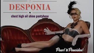 Amazing oil shine chest high Pearl & Poseidon Desponia Nylon Pantyhose Tights & Muse evening gloves.