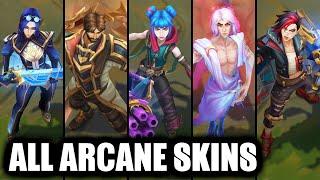 All Arcane Skins Spotlight Viktor, Jinx, Jayce, Vi, Ekko, Caitlyn, Warwick, Heimerdinger, Singed