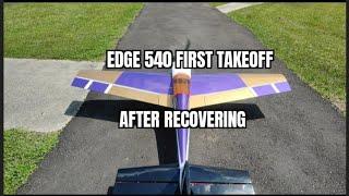 Edge 540 RCGF 30cc twin first take off after recovering in monokote.