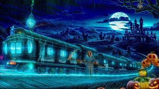 Haunted Ghost Train Ride | Halloween Ambience with Soothing Rain & Thunderstorm Sounds for Sleeping