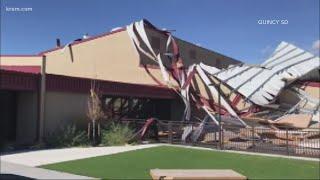 High winds tear roof off Quincy elementary school's gym