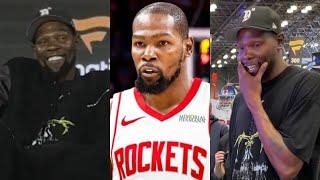 Kevin Durant reacts to trade to Rockets and finds out during LIVE interview 