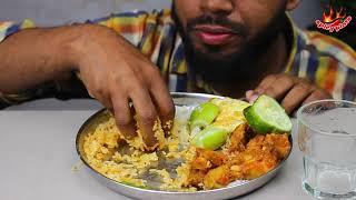 Spicy Chicken Curry, Fish Curry, and Rice Mukbang | ASMR Eating Show with Salad & Green Chillies