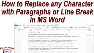 How to Replace any Character with Paragraphs and Line Break in MS Word