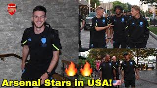 Sharp!Arsenal Players Storm USA in Grand Style️Declan Rice,Jurrien Timber join squad for walk