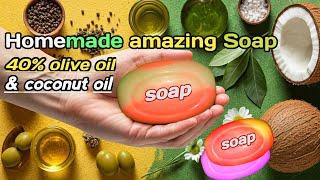 40% olive oil and 60 % coconut oil soap Recipe | Cold process soap making | Soap stamping