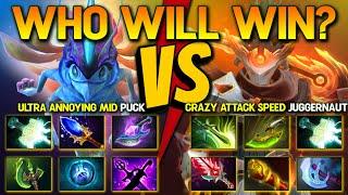 WHO WILL WIN? Between Ultra Annoying Mid Puck Vs. Crazy Attack Speed Carry Juggernaut | 7.37c DotA 2