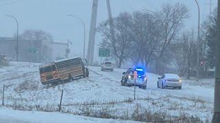 School bus slid off road during snowy morning commute