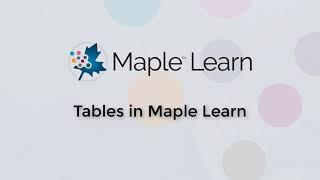 Maple Learn: Tables