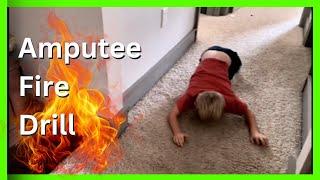 What does a below the knee amputee do in a house fire with kids?