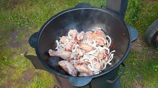 CHAKHOKHBILI IN KAZAN. Recipe Chicken in a cauldron on the fire. ENG SUB.