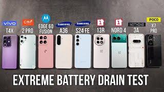 Samsung S24 FE / A36 / Vivo T4x / CMF 2 Pro / Moto Edge 60 Fusion / Nothing 3A - Battery Drain Test