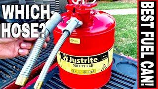 JUSTRITE SAFETY GAS CAN 5/8" FLEX HOSE  & 1 YEAR REVIEW!