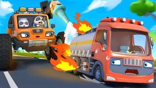 Fire Truck Rescue Team | Monster Truck | Car Cartoon | Kids Song | BabyBus