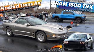 Pontiac FireBird Trans AM vs Ram 1500 TRX & Challenger RT  Drag Race @ Island Dragway