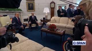 LOUD NOISES AND SHOUTING - After Trump and Biden meet in Oval Office, some questions from the press