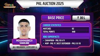 Gujarat Giants sign Mohammadreza Shadloui for ₹2.23 Cr in Season 12 Player Auction | Pro Kabaddi