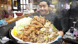 【超デカ盛り】一皿８キロ！？笑顔が生まれる丼ぶりに密着！！ 二代目蝦夷 8kg Fried Chicken Bowl - Japanese Street Food