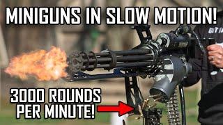 M134 Minigun in Super Slow Motion! - Ballistic High-Speed