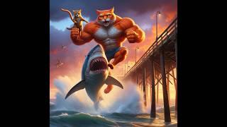 Super Rich Meow: Be brave! Don’t fear Shark! #meow #animals #cat #funny #kitten #cartoon #cutecat