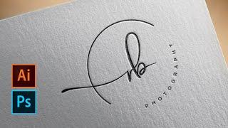 How to signature logo Design - Illustrator cc 2020 | How to Signature Brush Preset - Photoshop