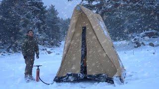 Hot Tent Camping In A Snowstorm !