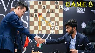 DING CHILLING!! Ding Liren vs Gukesh || World Chess Champion 2024 - R8