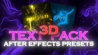 3D Text Preset Pack | Free 3D Text Pack After Effects For Edits | After Effects