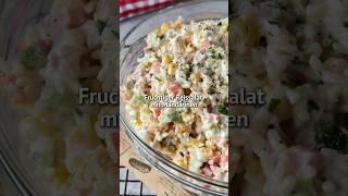 Buntes Reissalat Rezept - einfach lecker mit Mandarinen #reissalat #rezept #einfachundlecker