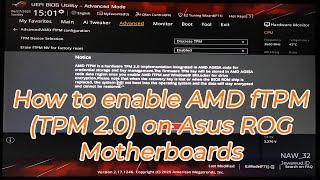 How to Enable AMD fTPM (TPM2.0) on UEFI BIOS Asus Rog Strix B350F Gaming Motherboard