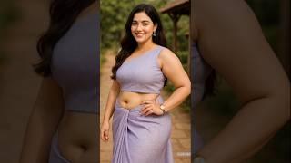 Lavender Saree Beauty  Desi Glam Without Pallu Look | AI Viral Queen  #viralshorts
