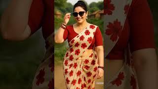 "Desi Diva in Floral Saree  | AI Village Beauty Walks with Grace |#shorts