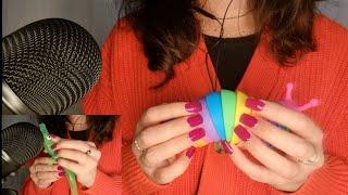 ASMR fast tapping/sticky avec longs ongles sur chenille et crocodile 