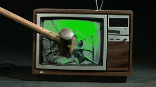 GREEN SCREEN Breaking TV SLOW MOTION  | green screen effect | on green screen TV