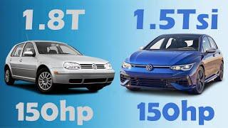 Golf 4 1.8T 150hp VS Golf 8 1.5Tsi 150hp Acceleration test