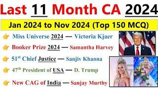 Last 11 Months Current Affairs 2024 | January to November 2024 Current Affairs |Current Affairs 2024