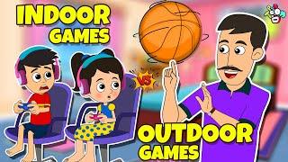 Indoor Vs Outdoor Games | Animated Stories | English Cartoon | Moral Stories | PunToon Kids