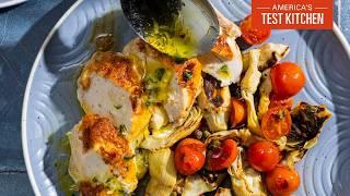 Your New Go-To Chicken Dinner: Pan-Roasted Chicken with Artichoke + Tomatoes | Julia At Home (S5 E3)