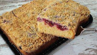 How to make the most DELICIOUS and FASTEST tender Raspberry Cake with Streusel! All the secrets!