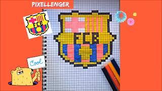 FCB логотип Как рисовать по клеткам футбольный клуб Барселона Простые рисунки How to Draw Pixel Art