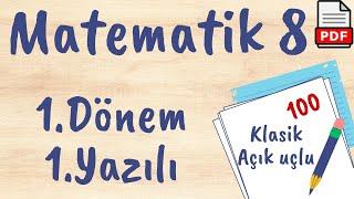 8. Sınıf Matematik 1. Dönem 1. Yazılı Soruları Yazılı hazırlık +PDF 2023 2024 açık uçlu / klasik