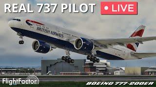 Real 737 Pilot LIVE | FlightFactor Boeing 777-200ER V2 | London Gatwick – Berlin