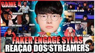 STREAMERS REAGEM ao ENGAJE do FAKER com WOMBO COMBO COLOCANDO O JOGO 4 do WORLDS no BOLSO